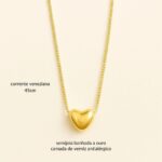 Colar Feminino Coração Banhado a Ouro 18k: presente romântico com caixa, ideal para namorada, noiva e esposa. - Imagem 5