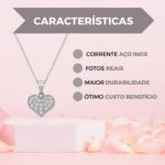 Colar Feminino Coração Brilhante em Aço Inox: elegante, durável e perfeito para presentear. - Imagem 4