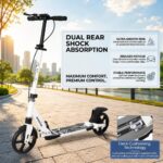 Nattork Patinete dobrável com suspensão, guidão ajustável e alta resistência para passeios suaves e seguros até 99,8 kg - Imagem 3