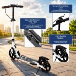 Nattork Patinete dobrável com suspensão, guidão ajustável e alta resistência para passeios suaves e seguros até 99,8 kg - Imagem 5