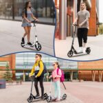 Nattork Patinete dobrável com suspensão, guidão ajustável e alta resistência para passeios suaves e seguros até 99,8 kg - Imagem 9