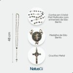 Terço Colar São Bento Hematita 6mm: proteção, fé e estilo para uso diário, com medalha central e tamanho ideal de 50cm. - Imagem 3