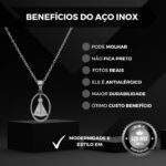 Colar Nossa Senhora de Aparecida em aço inox prateado: fé, elegância e presente ideal para uso unissex - Imagem 4