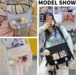 Bolsa tiracolo Kawaii com janela para pins e pelúcia, ideal para anime, cosplay e uso diário com estilo Y2K. - Imagem 6