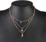 Colar feminino sol e lua banhado a ouro, delicado e ajustável, ideal para presente - Imagem 4
