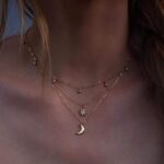Colar feminino sol e lua banhado a ouro, delicado e ajustável, ideal para presente - Imagem 5