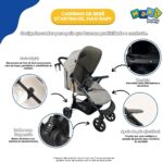 Carrinho Maxi Baby Startravel vira berço, com fechamento fácil, segurança e conforto para bebês de 0 a 3 anos. - Imagem 9