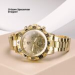 Relógio Masculino Orizom Spaceman Dragon Dourado com caixa premium, visual elegante e presença marcante para presente ou uso social. - Imagem 4