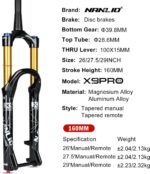 Garfo dianteiro X9 Pro para MTB, suspensão ajustável e amortecimento suave, compatível com 26, 27,5 e 29 polegadas - Imagem 3
