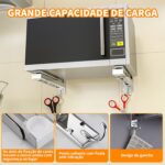 Suporte para microondas de parede ajustável em aço carbono: mais espaço, segurança e instalação prática para sua cozinha. - Imagem 4
