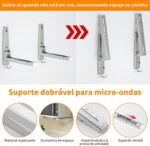 Suporte para microondas de parede ajustável em aço carbono: mais espaço, segurança e instalação prática para sua cozinha. - Imagem 5