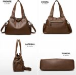 Bolsa de Ombro Grande Feminina ALWY em Couro PU, elegante, versátil e ideal para trabalho, faculdade e viagem - Imagem 4