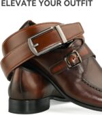 Cinto masculino MILORDE em couro catraca 35 mm: ajuste confortável, fácil de usar e ideal para calças casuais e golfe - Imagem 3