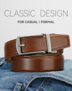 Cinto masculino MILORDE em couro catraca 35 mm: ajuste confortável, fácil de usar e ideal para calças casuais e golfe - Imagem 4