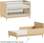 Berço Quater Cinza com Carvalho Malva 2 em 1: berço que vira mini cama e acompanha o crescimento do bebê com segurança e estilo. - Imagem 6