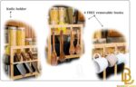 Rack de micro-ondas de bambu com ganchos e suporte de faca: economize espaço e organize sua cozinha com praticidade e estilo. - Imagem 3