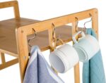 Rack de micro-ondas de bambu com ganchos e suporte de faca: economize espaço e organize sua cozinha com praticidade e estilo. - Imagem 8