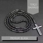 Terço Espiritual em Hematita: força, proteção pessoal e bolsa de veludo inclusa, ideal para uso unissex premium. - Imagem 7