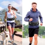 Cinto de corrida com 2 garrafas de água e pochete ajustável à prova d’água para iPhone e maratona - Imagem 5
