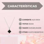 Colar Trevo Preto Brilhante em Aço Inox 316L: elegante, durável e ideal para compor looks femininos com estilo premium. - Imagem 4