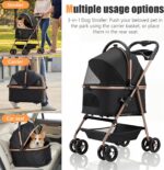 Carrinho para cães e gatos dobrável com capa de chuva, leve, resistente e compacto para passeios seguros e confortáveis - Imagem 6