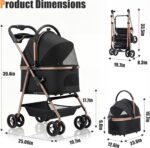 Carrinho para cães e gatos dobrável com capa de chuva, leve, resistente e compacto para passeios seguros e confortáveis - Imagem 7