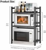 Rack de micro-ondas expansível em aço carbono, 2 ou 3 níveis, com 6 ganchos, ideal para organizar a cozinha e economizar espaço - Imagem 6