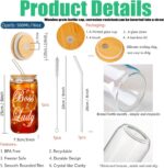 Presente Boss Lady 16oz com tampa de bambu, canudo e escova: ideal para chefe, mãe, colega e presentes de escritório. - Imagem 5