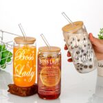Presente Boss Lady 16oz com tampa de bambu, canudo e escova: ideal para chefe, mãe, colega e presentes de escritório. - Imagem 8