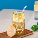 Presente Boss Lady 16oz com tampa de bambu, canudo e escova: ideal para chefe, mãe, colega e presentes de escritório. - Imagem 9