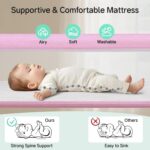Berço de Cabeceira Cowiewie Rosa: 5 alturas, tela respirável 360° e design compacto para dormir ao lado do bebê com mais segurança. - Imagem 5