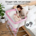 Berço de Cabeceira Cowiewie Rosa: 5 alturas, tela respirável 360° e design compacto para dormir ao lado do bebê com mais segurança. - Imagem 7