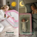 Berço de Cabeceira Cowiewie Rosa: 5 alturas, tela respirável 360° e design compacto para dormir ao lado do bebê com mais segurança. - Imagem 9
