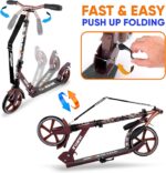 Hurtle Scooter dobrável de 2 rodas, guidão ajustável e deck antiderrapante para adolescentes e adultos - Imagem 3