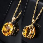 Colar Feminino Cristal Solar com Citrino: amuleto da prosperidade em prata 925 banhada a ouro, 45cm. - Imagem 6