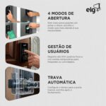 Fechadura Digital ELG SHFD701 Wi-Fi: senha, cartão, app e chave para máxima segurança e praticidade. - Imagem 3