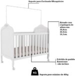 Berço Mini Cama 2 em 1 Elô Móveis Peroba Branco Brilho: conforto, praticidade e decoração elegante para o quarto do bebê. - Imagem 5
