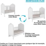 Berço Mini Cama 2 em 1 Elô Móveis Peroba Branco Brilho: conforto, praticidade e decoração elegante para o quarto do bebê. - Imagem 6