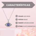 Colar Olho Grego Brilhante em aço inox 316L: estilo, resistência e charme premium para valorizar seu visual feminino. - Imagem 4