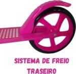 Patinete Adulto Dobrável Branco com Guidão Ajustável, freio traseiro e suporte até 100 kg para jovens e adultos - Imagem 6