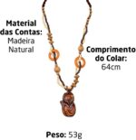 Colar Étnico Foxy em Madeira Ébano: estilo artesanal unissex, espiritual e elegante, com bolsa de veludo. - Imagem 3