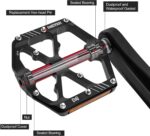 Pedais MZYRH MTB de liga de alumínio com 3 rolamentos, antiderrapantes e com refletores para mais segurança. - Imagem 5