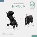 Carrinho Nivola Infanti: compacto, leve e prático, com fechamento automático, mosquiteiro, UV50+ e suporte até 22 kg. - Imagem 5
