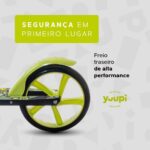 Patinete Juvenil Dobrável Com Descanso Verde Yuupi: mais segurança, conforto e praticidade para crianças de 3 a 12 anos. - Imagem 6