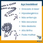 Terço São Bento Hematita 5mm em Aço Inox: resistente, elegante e ideal para oração diária ou presente religioso. - Imagem 5