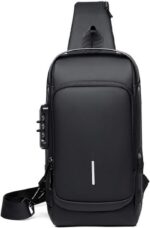 Mochila Transversal Antifurto Impermeável Unissex com USB e cadeado para segurança no dia a dia - Imagem 6