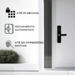 Fechadura Digital Biométrica Smart com senha, cartão IC e chave: segurança e praticidade para sua porta. - Imagem 4