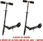 Patinete Adulto Juvenil Dobrável 2 Rodas, resistente, portátil, regulável e seguro, suporta até 100 kg. - Imagem 8