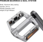 Pedais MTB 24 mm com refletores, plataforma larga em liga de alumínio leve e alta aderência para bike, BMX e estrada - Imagem 5