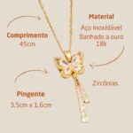 Colar Feminino Metamorfosis Borboleta com Zircônias: elegante, antialérgico e versátil para valorizar sua transformação. - Imagem 3
